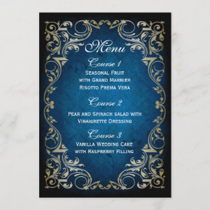 menu régio do casamento do ouro rústico dos "azu