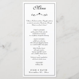 Menu Religião Elegante de Casamento Negro e Branco