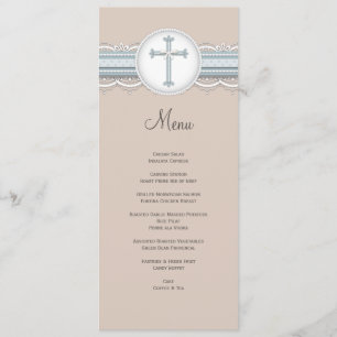 Menu religioso transversal bege da celebração do