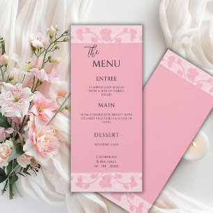 Menu Renda Rosa Elegante Casamento Vintage
