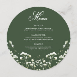 Menu Respiro de Bebê em Cardápio Redondo Verde Salvia
