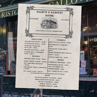 Menu Restaurante Antigo Clássico Jantar