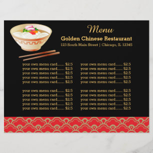 Menu restaurante chinês