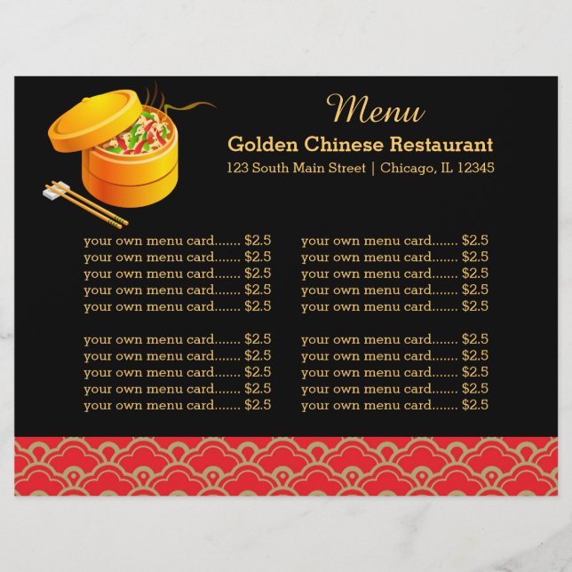 Menu restaurante chinês (Frente)