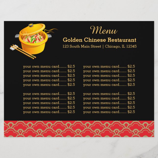 Menu restaurante chinês (Frente)