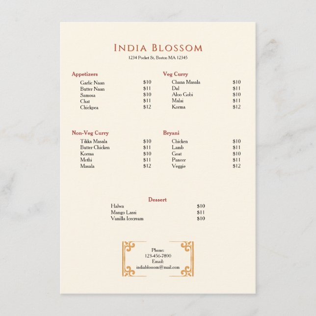 Menu Restaurante com Borda Decorativa Simples (Frente)