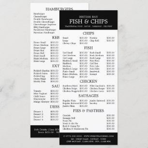 Menu Restaurante Fish & Chip Shop Slimline