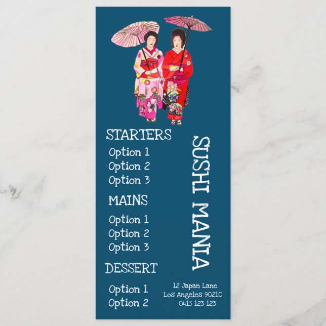 Menu Restaurante japonês sushi cardápio de jantar (Frente)