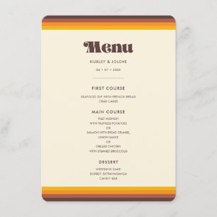 Menu Retro 60s vintage cores casamento
