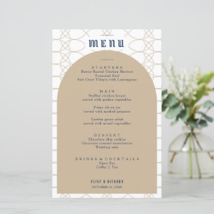 Menu Retro Casamento Real Azul Clássico