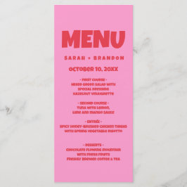Menu Retro Casamento Vermelho Cor-de-Rosa