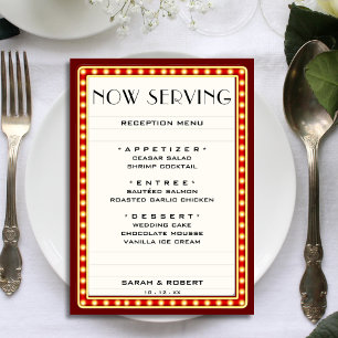 Menu Retro Cinema Theater - Sinal de Casamento Vermelho