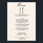 Menu Retrô De Mão Moderna Desenhado Retro Casamento Qui<br><div class="desc">Um menu janto de casamento preto e branco,  cor retrógrado e moderno. Que apresenta modelo design de chic de fundo leitoso cremoso e tipografia escrita à mão preta. Com faca puxada pela mão e um garfo. Perfeito e compatível com toda a suíte.</div>