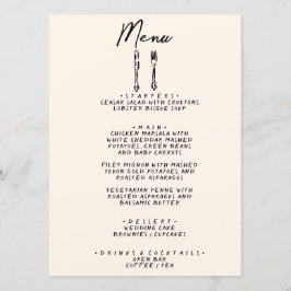 Menu Retrô De Mão Moderna Desenhado Retro Casamento Qui
