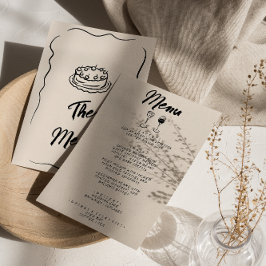 Menu Retrô De Mão Moderna Desenhado Retro Casamento Qui