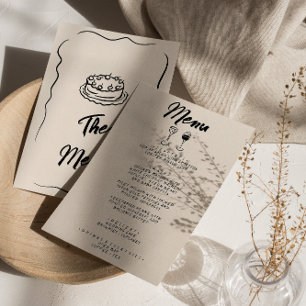 Menu Retrô De Mão Moderna Desenhado Retro Casamento Qui