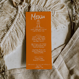 Menu Retro Hand Written Drawn Orange Quirky Fun Wedding