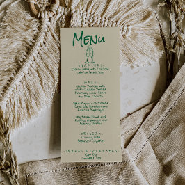Menu Retro Mão Escrita Desenhada Verde Quirky Casamento