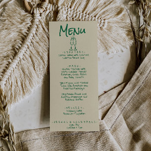 Menu Retro Mão Escrita Desenhada Verde Quirky Casamento