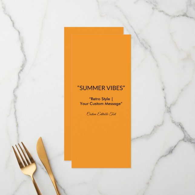 Menu Retro Orange Texture – Summer Vibes Art (Frente/Verso In Situ)