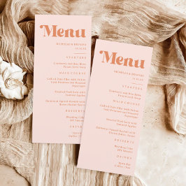 Menu Retro Peach e Cream Casamento