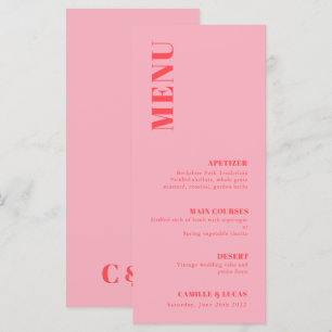 Menu Retro Pink Trendy Weding