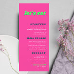 Menu Retro Retro Groovy 70s Comida no Casamento Rosa<br><div class="desc">Este elegante menu de casamento com texto personalizado e guião de entalhe constituiria uma maravilhosa adição para a sua festa! Altere facilmente o texto clicando na opção "personalizar este modelo".</div>