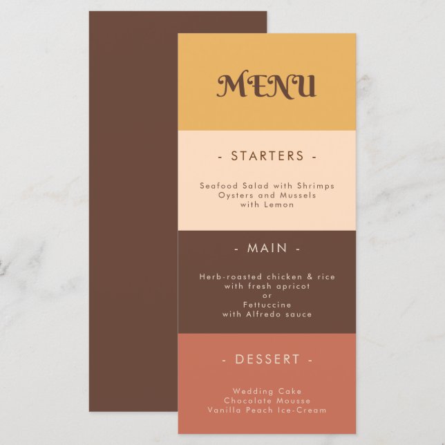 Menu Retro Stripes Anos setenta 60s 70s Casamento de Gr (Frente/Verso)