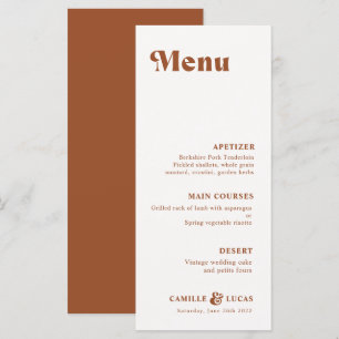 Menu Retro Terracotta Rust Wedding