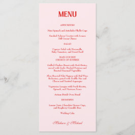 Menu Retro Valentine Wedding Photo Red Pink