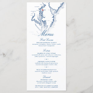 Menu Rock Hall Maryland Mapa Elegante Marinho Casamento