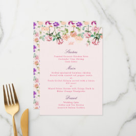 Menu Romance Botânico Boêmio Rosas Aquarela