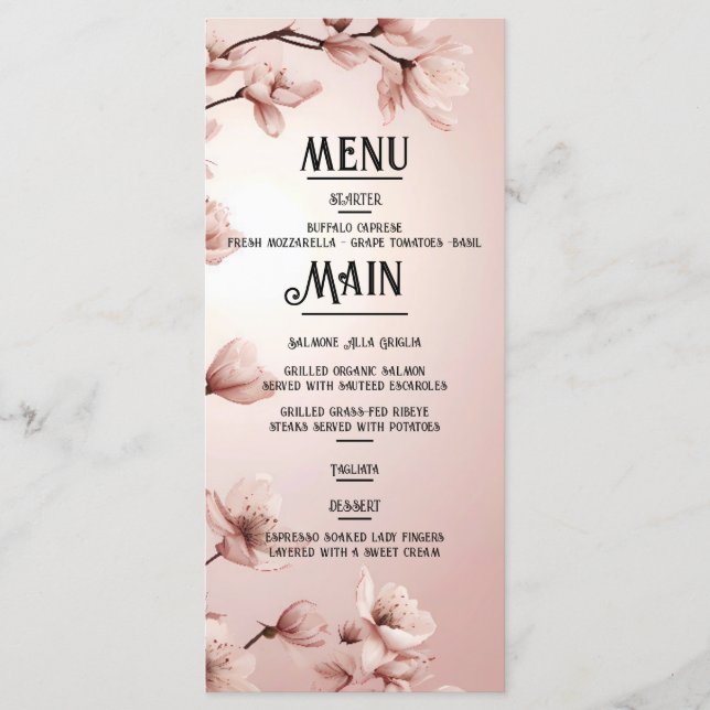 Menu Romance Brilhante: Um Tema De Casamento Floral De  (Frente)
