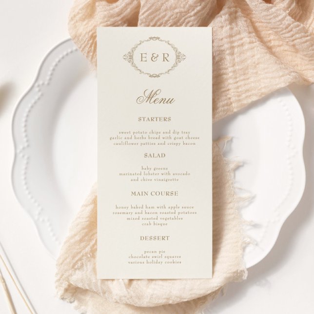 Menu Romantic Baroque Ornate Frame Wedding Invitation (Criador carregado)