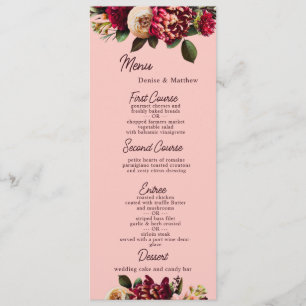 Menu Romântico crisântemo em cor-de-rosa