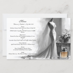 Menu Romântico de Casamento de Desenho com Perfume