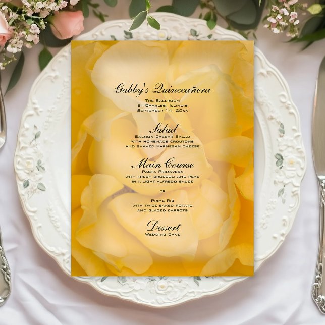 Menu Rosa Amarelo Quinceañera (Criador carregado)