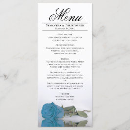 Menu Rosa Azul-Turquesa Elegante Reflexação Casamento