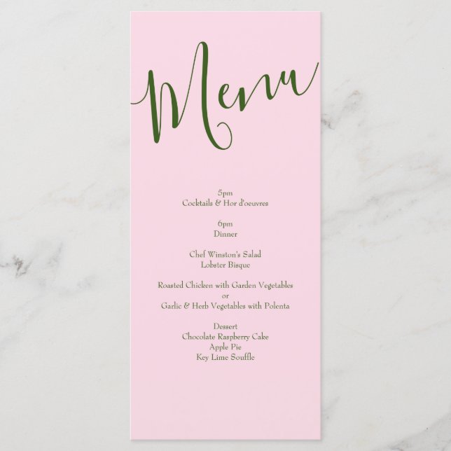 Menu Rosa claro Peony e Rosa Floral Weding (Frente)