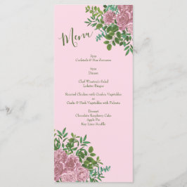Menu Rosa claro Peony e Rosa Floral Weding