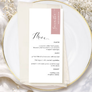 Menu Rosa Corado Personalizado com o Nome do Convidado