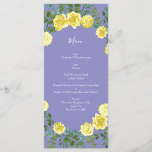 Menu Rosa de Casamento Azul-Amarelo-Claro