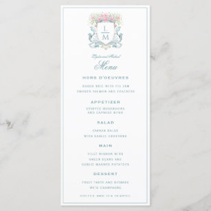 Menu Rosa de repouso elegante com Arco   Casamento Mono