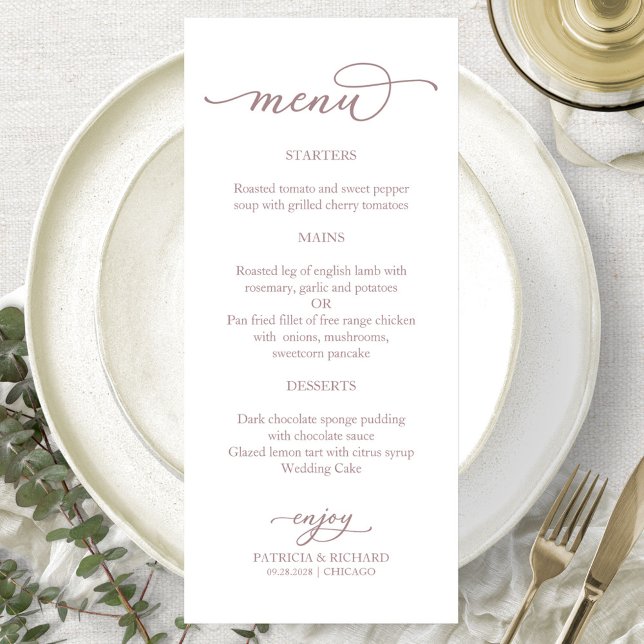 Menu Rosa Dourada Caligrafia Elegante (Criador carregado)