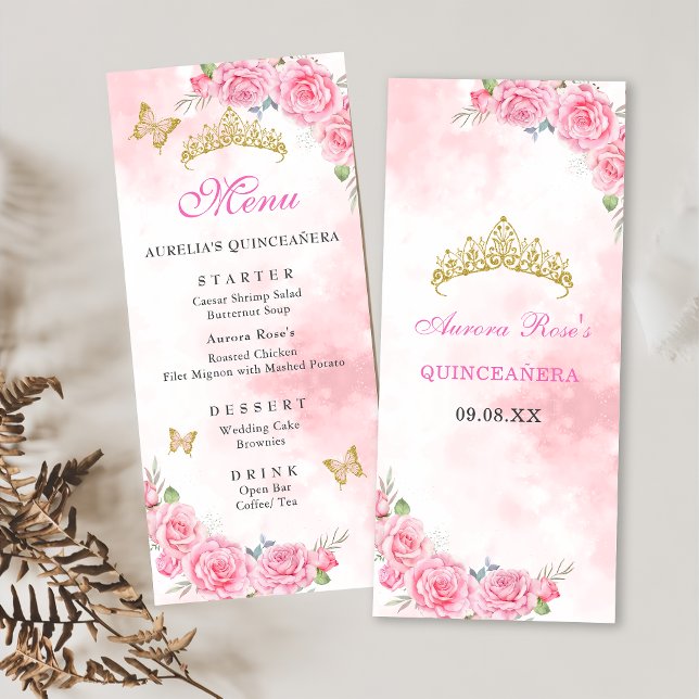 Menu Rosa Dourada Quinceanera Miss Quince 15 Anos Anive (Criador carregado)
