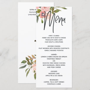 Menu Rosa Dourado e Blush Floral