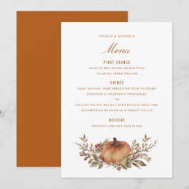 Menu Rosa Dusty Casamento outono de Pumpkin de Poeira