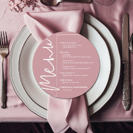 Menu Rosa Empoeirado Redondo Chic