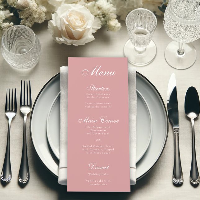 Menu Rosa empoeirado simples elegante escrita caligráfi (Criador carregado)
