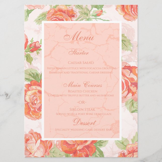 Menu Rosa floral laranja (Frente)